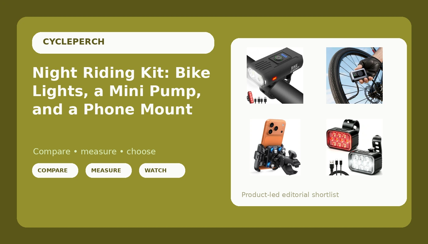 Night Riding Kit: Bike Lights, a Mini Pump, and a Phone Mount