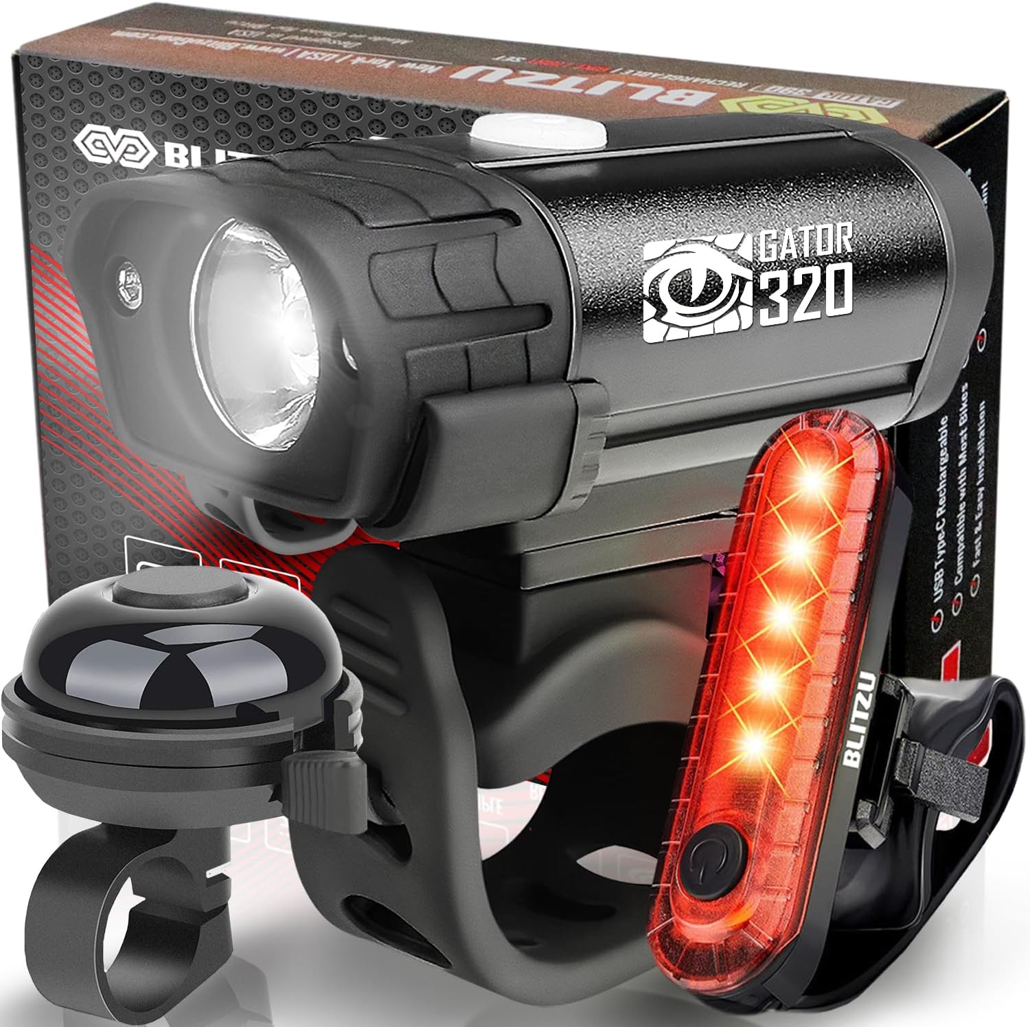 [USB Rechargeable Bike Lights Set with Bell (B014QEWX2I)](/review)